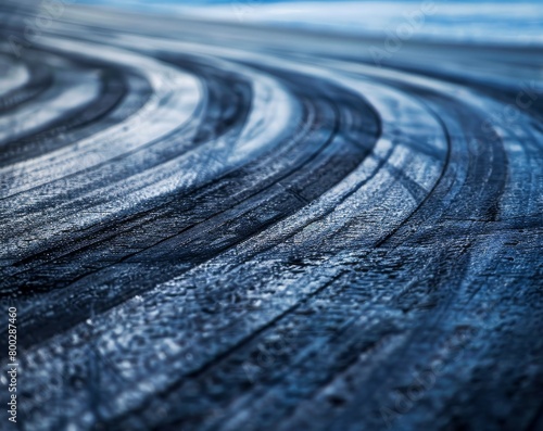 Road track with tire marks