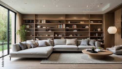 Interior of modern home reading room and living room 