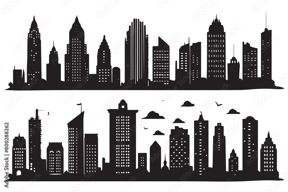 Fototapeta premium bundile of Building cityline silhouette vectors