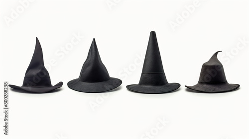 An isolated set of witch hats on a background of pure white