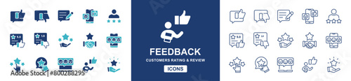 feedback review and rating icon vector set customers service satisfaction survey quality opinion signs illustration