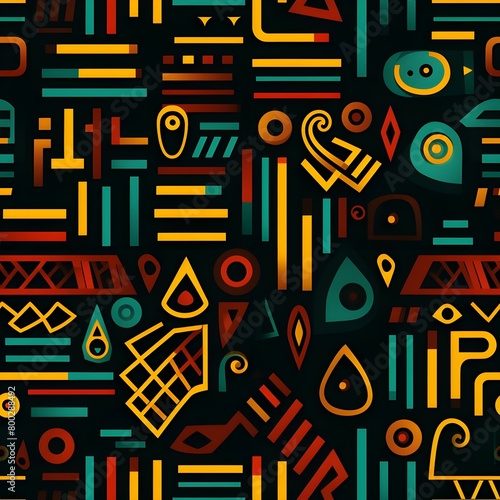 African ethnic tribal seamless pattern. clash ornament with lines and geometric shapes repeating pattern background.