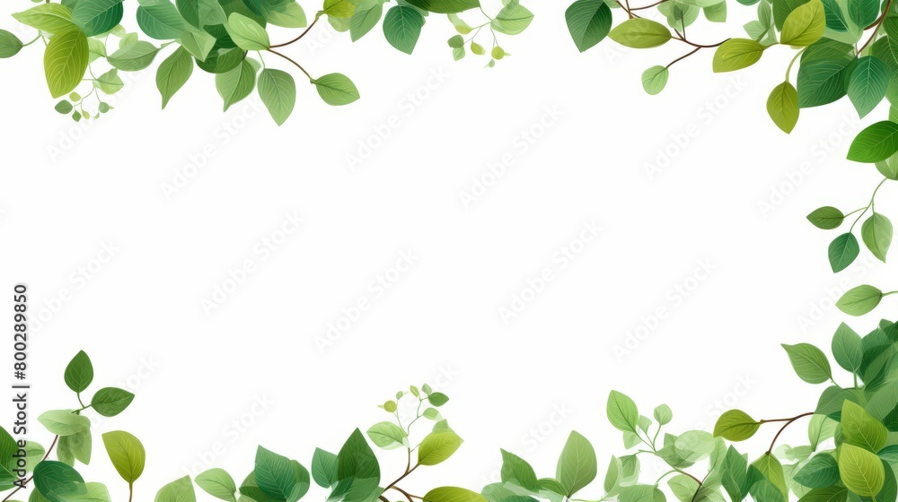 Frame of branches and leaves, creeper, nature, border, decoration, design, white background box (1)