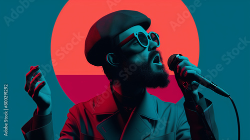The Electrified Performer Art: A male singer performs on stage.