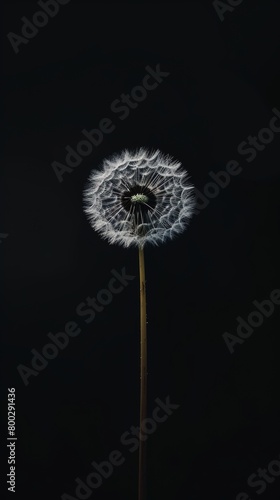 Close-up of a dandelion against a dark background