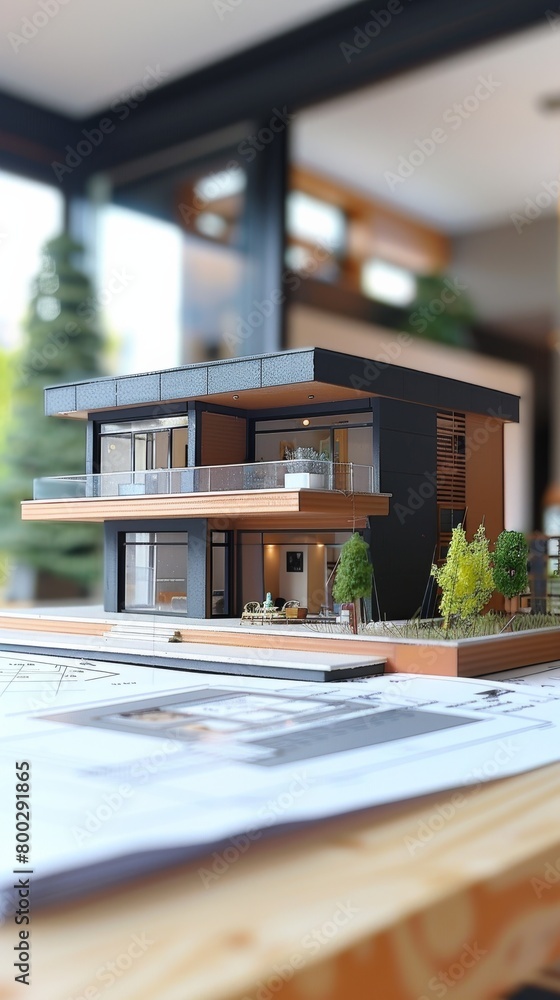 Architectural model of a modern house with detailed interior layout Architectural model of a modern house with detailed interior layout