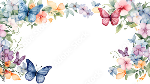 Digital vintage watercolor butterflies and flowers abstract graphic poster web page PPT background