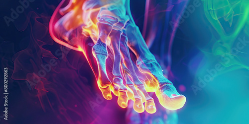Tarsal Fracture: The Foot Pain and Limited Mobility - Visualize a person holding their foot, with highlighted pain and swelling around the tarsal bones photo