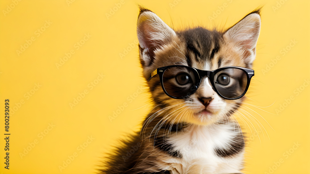 Adorable kitten wearing sunglasses AI generated