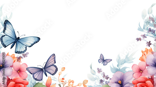 Digital vintage watercolor butterflies and flowers abstract graphic poster web page PPT background