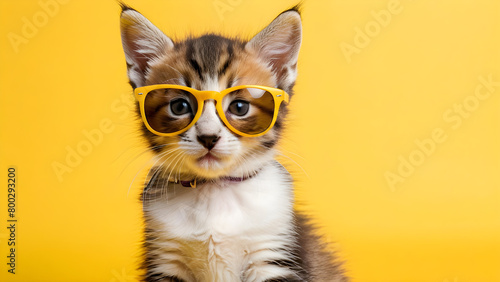 Adorable kitten wearing sunglasses AI generated