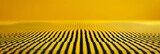 A sharp, realistic image of a minimalist geometric pattern with slender intersecting lines and tiny squares, portrayed on a luminous yellow background to emphasize a contemporary art style