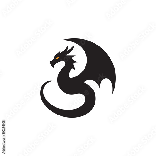 dragon logo icon silhouette for your in white background 