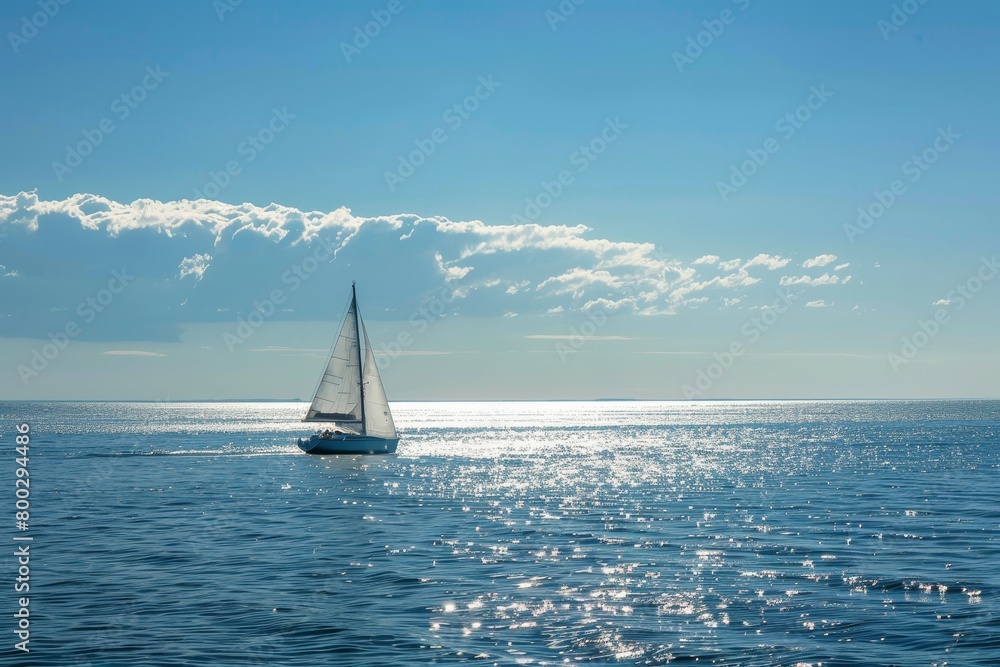 Sailing boat on sunny sea