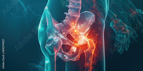 Coccyx Fracture: The Tailbone Pain and Discomfort - Imagine a person sitting uncomfortably, with a highlighted coccyx area, indicating pain and tenderness in the tailbone photo