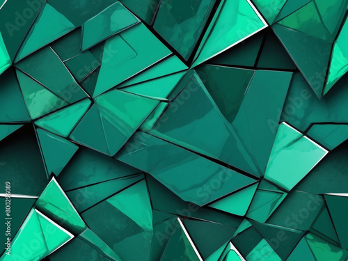 Artistic geometric paint touch background illustration in emerald green colors.