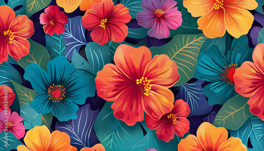 Hibiscus flowers pattern