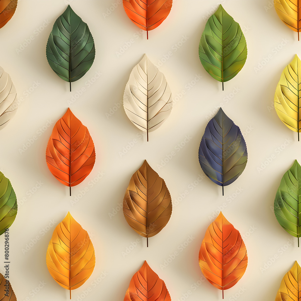 A collection of leaves in various colors, including green, red, and yellow. The leaves are arranged in a pattern, with some overlapping and others standing alone. Generative Ai A collection of leaves in various colors, including green, red, and yellow. The leaves are arranged in a pattern, with some overlapping and others standing alone. Generative Ai