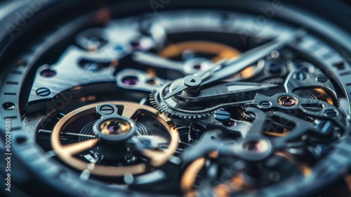 Close-up of the detailed mechanics inside a luxury watch, showcasing precision and complexity.