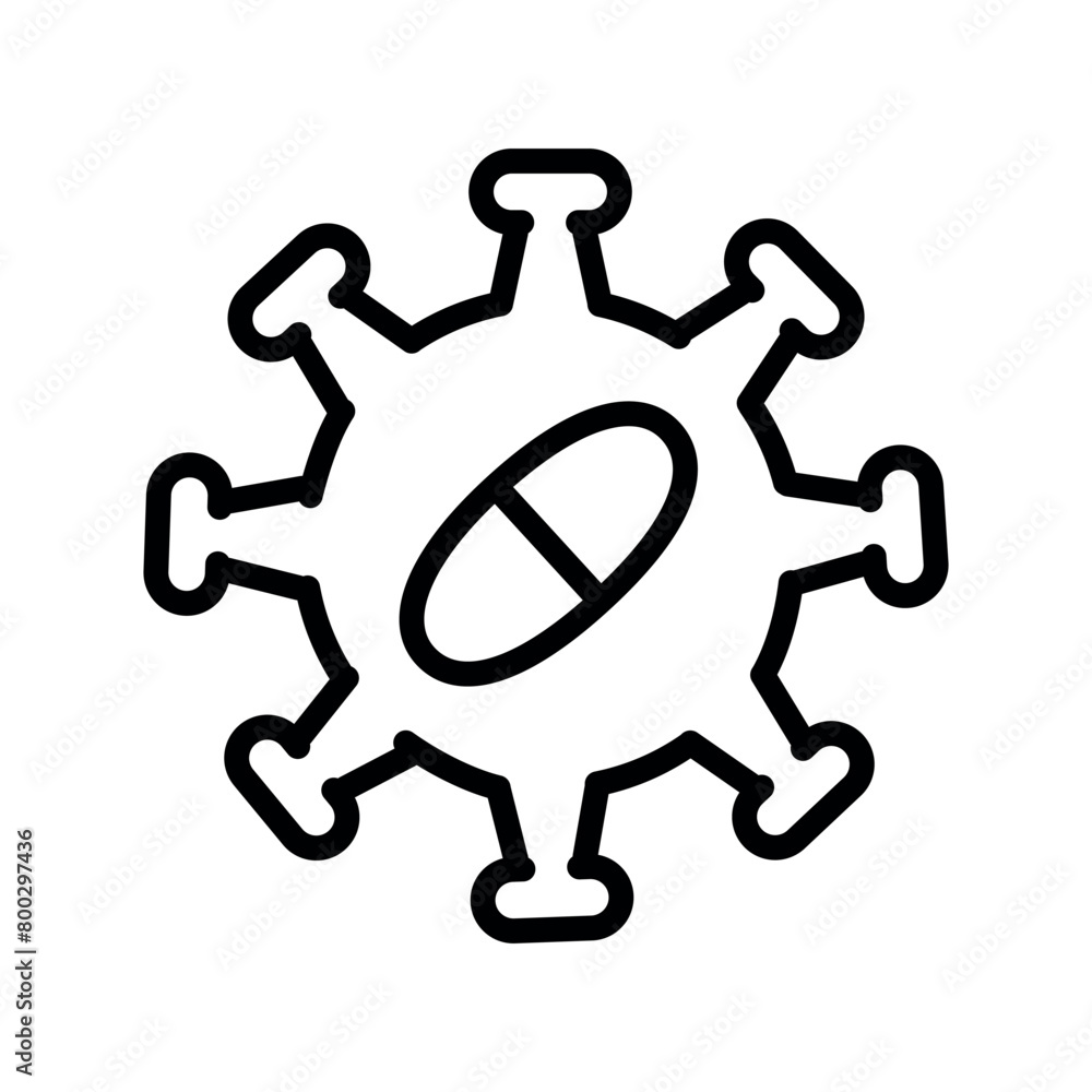 Antivirals line black icon. Vector isolated button. Antivirals line black icon. Vector isolated button.