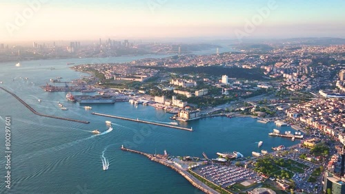 İstanbul Bosphorus Drone View Sunet photo