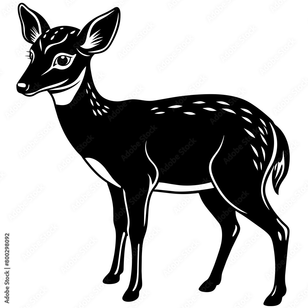 Fototapeta premium Graceful Chinese Water Deer Silhouette: Captivating Wildlife Artistry