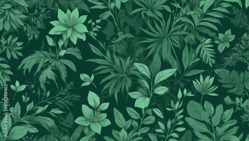 Botanical-inspired green background illustration for environmental projects.