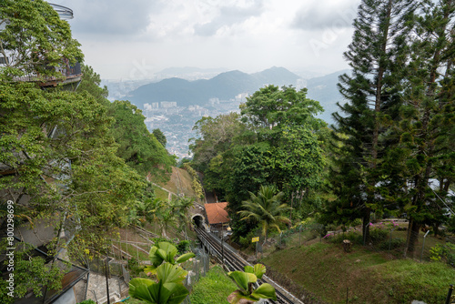The  Railroad up to the Penang Hill of Georgetown in Malaysia Asia