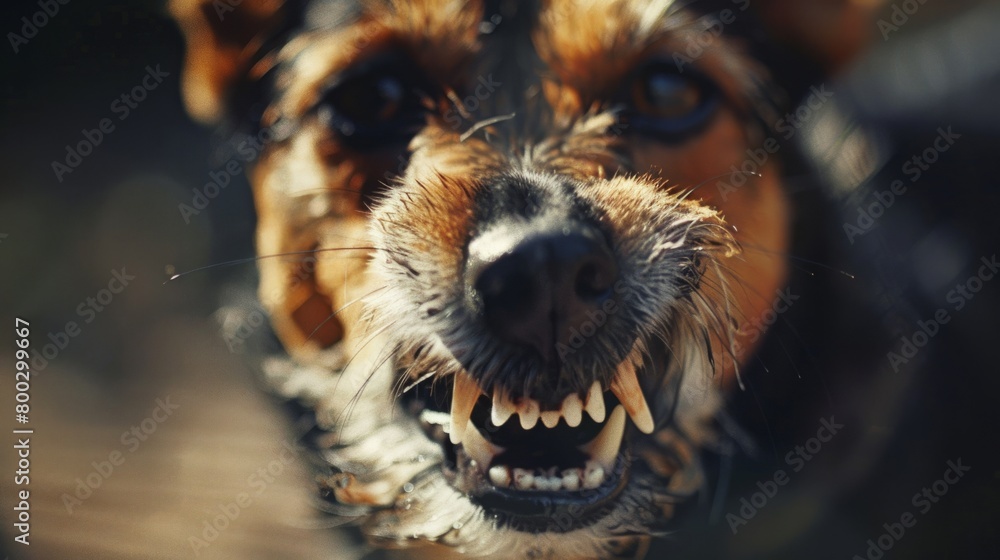 Aggressive dog showing teeth. generative ai Aggressive dog showing teeth. generative ai