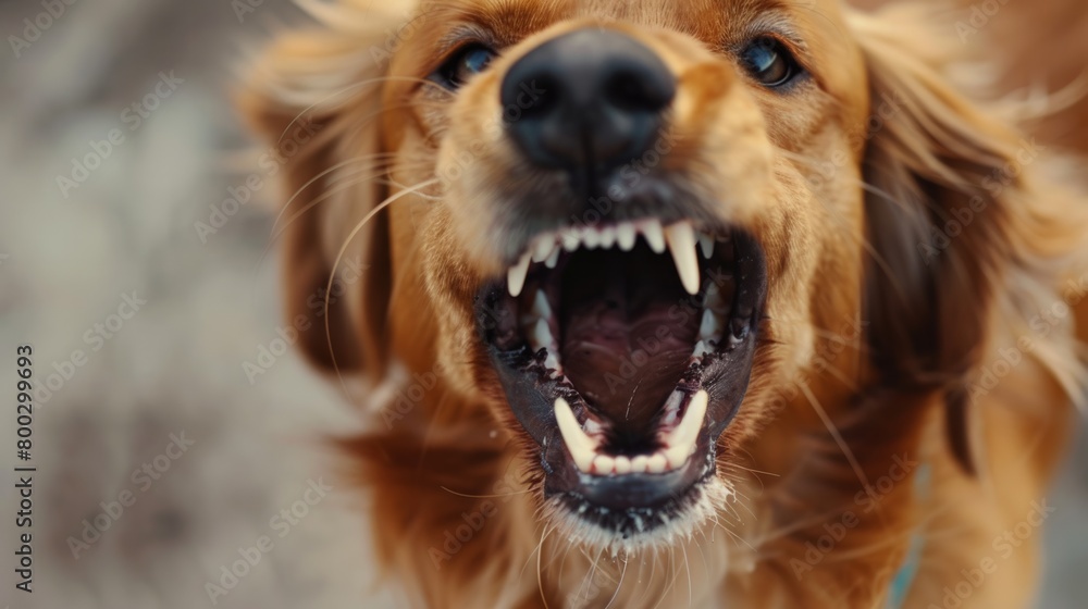 Aggressive dog showing teeth. generative ai