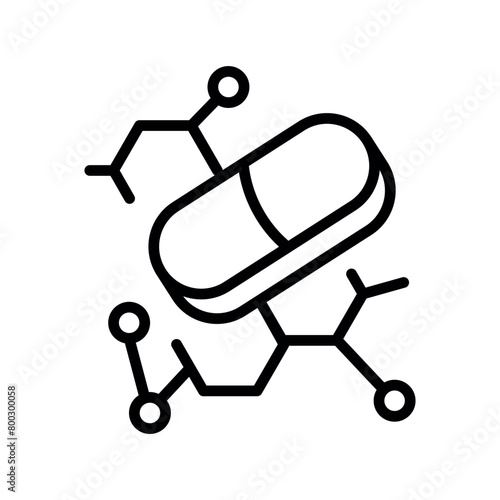 Hormones line black icon. Vector isolated button.