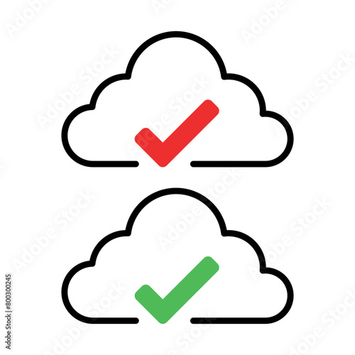 Cloud Outline With Red Check Mark