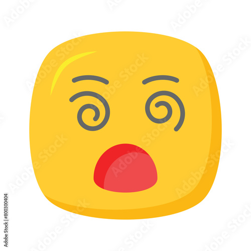 Dizzy emoji icon, dizziness expression vector design