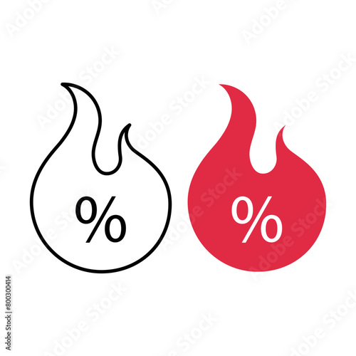 Fire With Discount Red And Outline