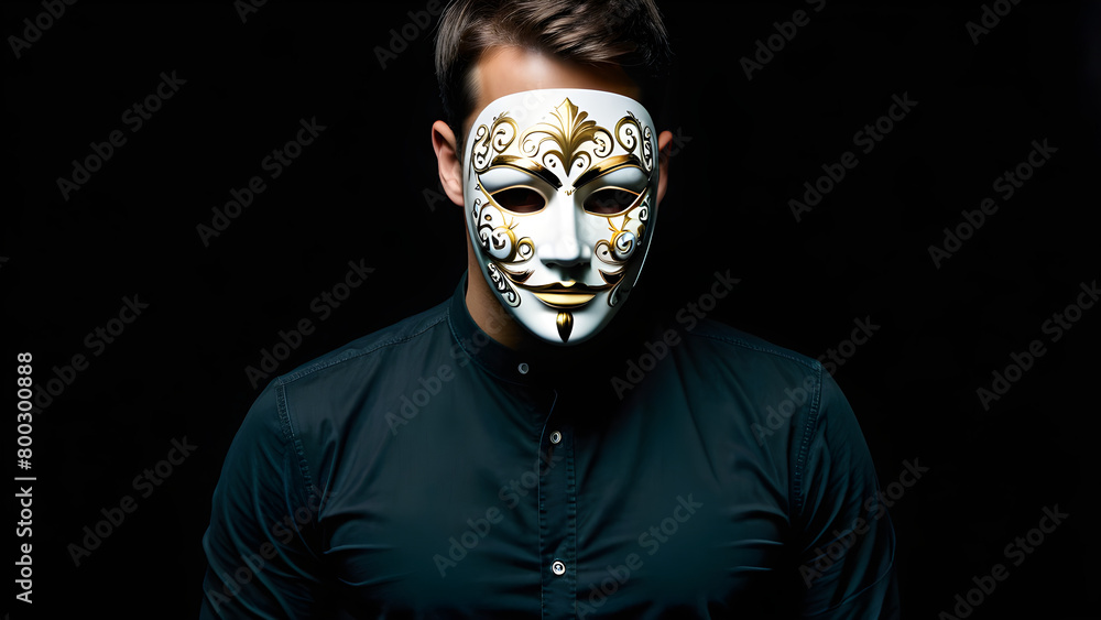 Man wearing mask, psychopath concept background, sociopath, mental health, gaslighting, manipulation skill concept, AI generated Man wearing mask, psychopath concept background, sociopath, mental health, gaslighting, manipulation skill concept, AI generated