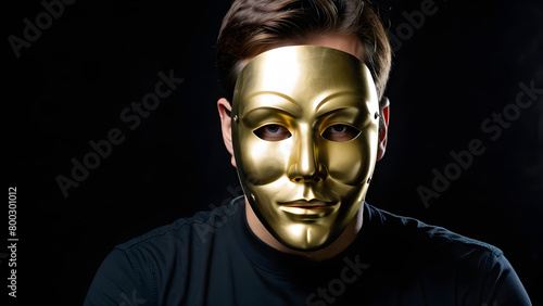 Man wearing mask, psychopath concept background, sociopath, mental health, gaslighting, manipulation skill concept, AI generated photo