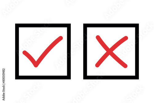 Red Check And Cross Black Boxes