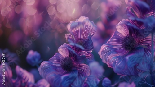Fluid Flora  Wildflowers sway in 3D wavy patterns  their fluid forms dancing to nature s calming rhythms.
