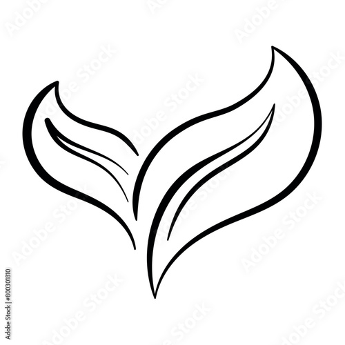 Two Black Leaves Calligraphy