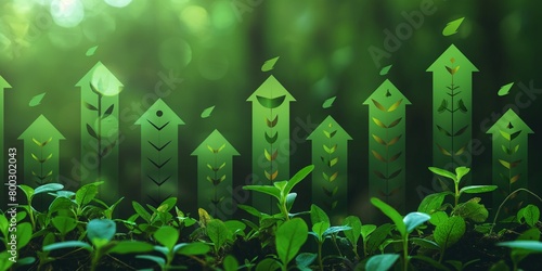 Growing arrow in grass. Green Business growth concept.