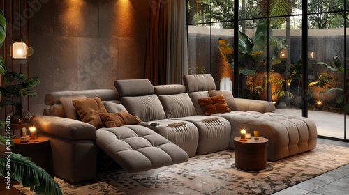 Reclining Sofa Relaxing Environment: A photo creating a relaxing environment with a reclining sofa