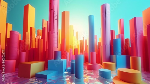 colorful 3D rendering of a city