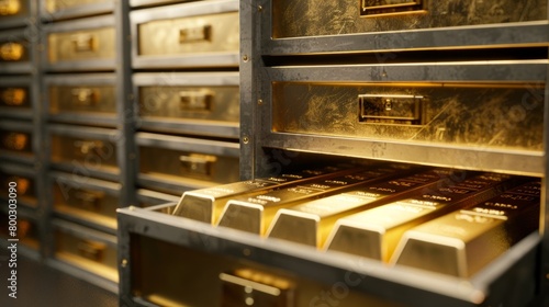 Gold bars inside the deposit box of a private bank generative ai