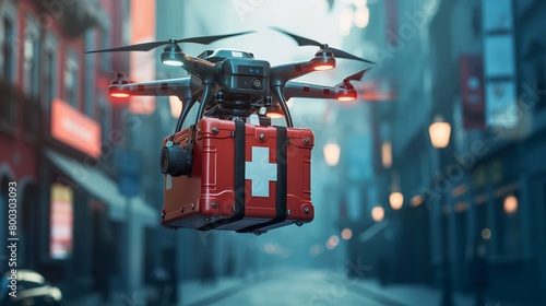 Drone delivers medicine quadcopter ambulance photo