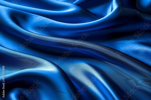 Soothing blue silk waves on soft fabric, calming abstract background with space for text placement