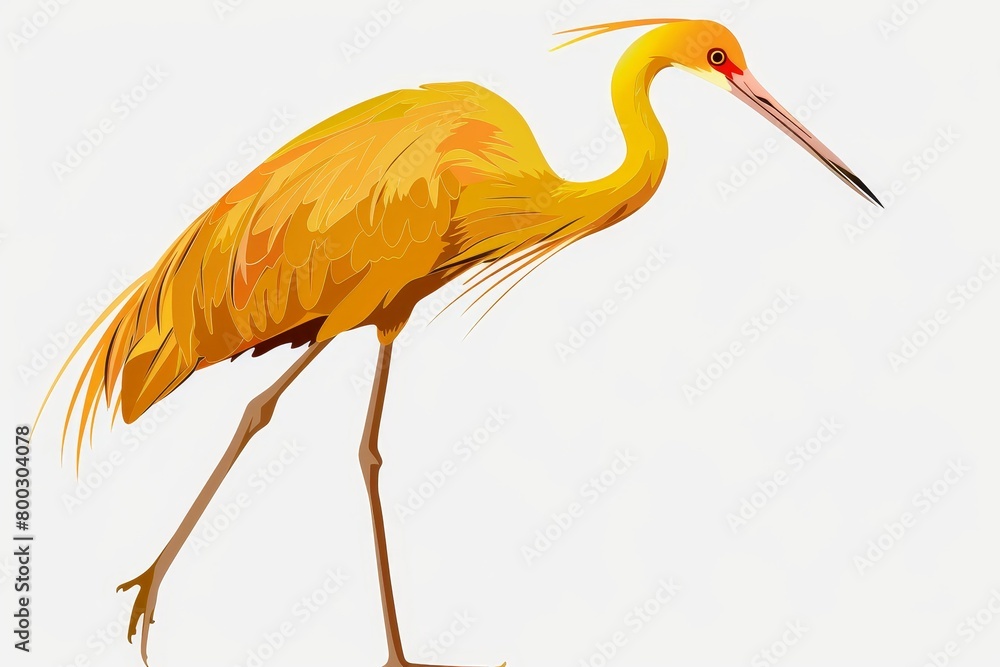 Naklejka premium Yellow crane against a white sky