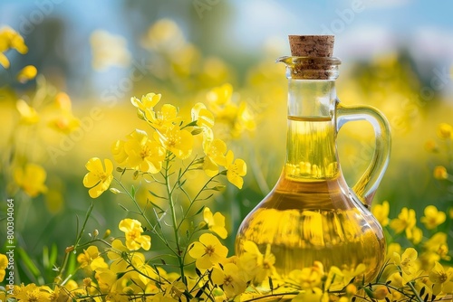 Yellow canola oil under the sun