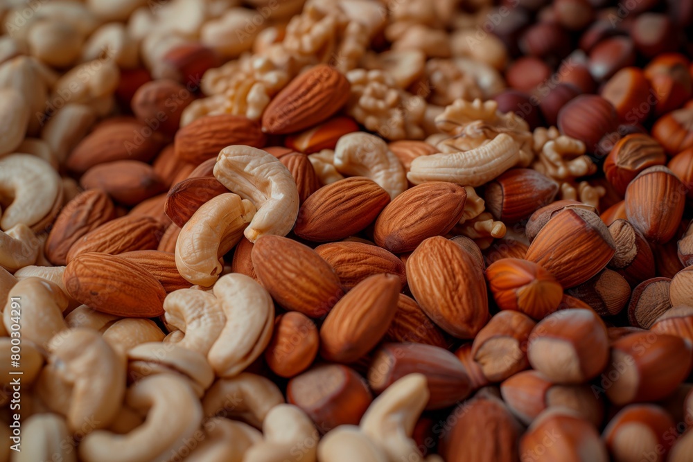 Nut Medley Macro: Close-Up Variety Shot Nut Medley Macro: Close-Up Variety Shot