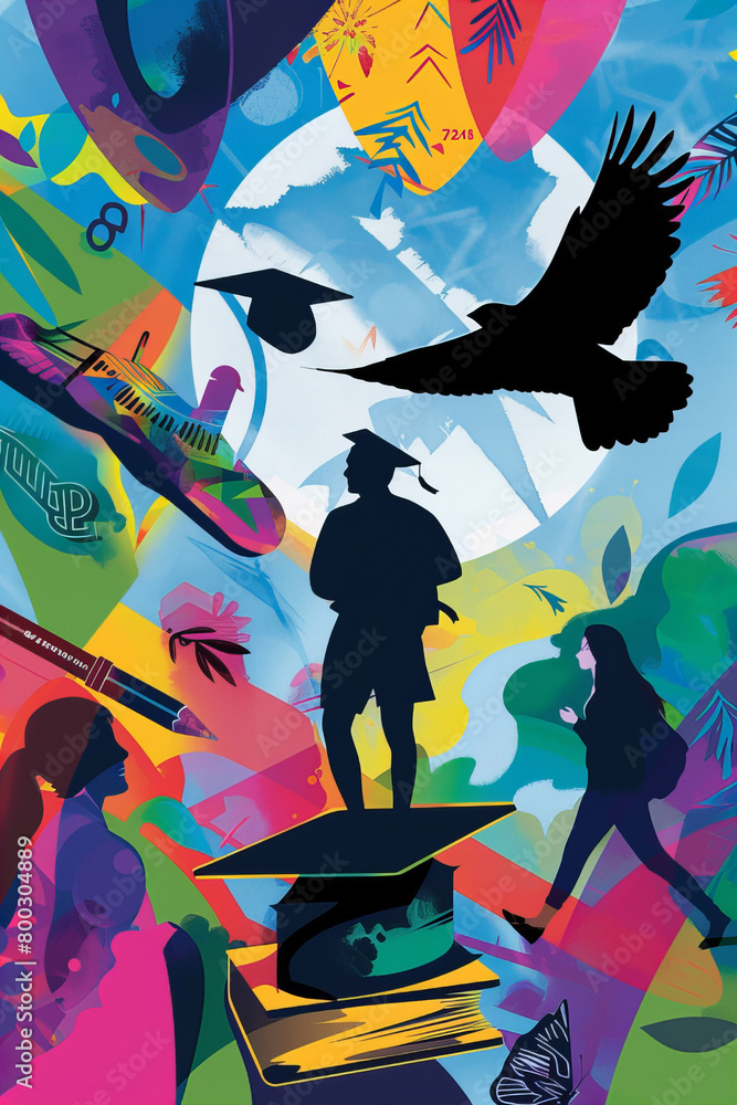 Fototapeta premium Yearbook page or cover design illustration suitable for editorials, magazines, flyers and brochures or other educational prints