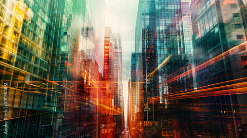 abstract city with skyscrapers photography 